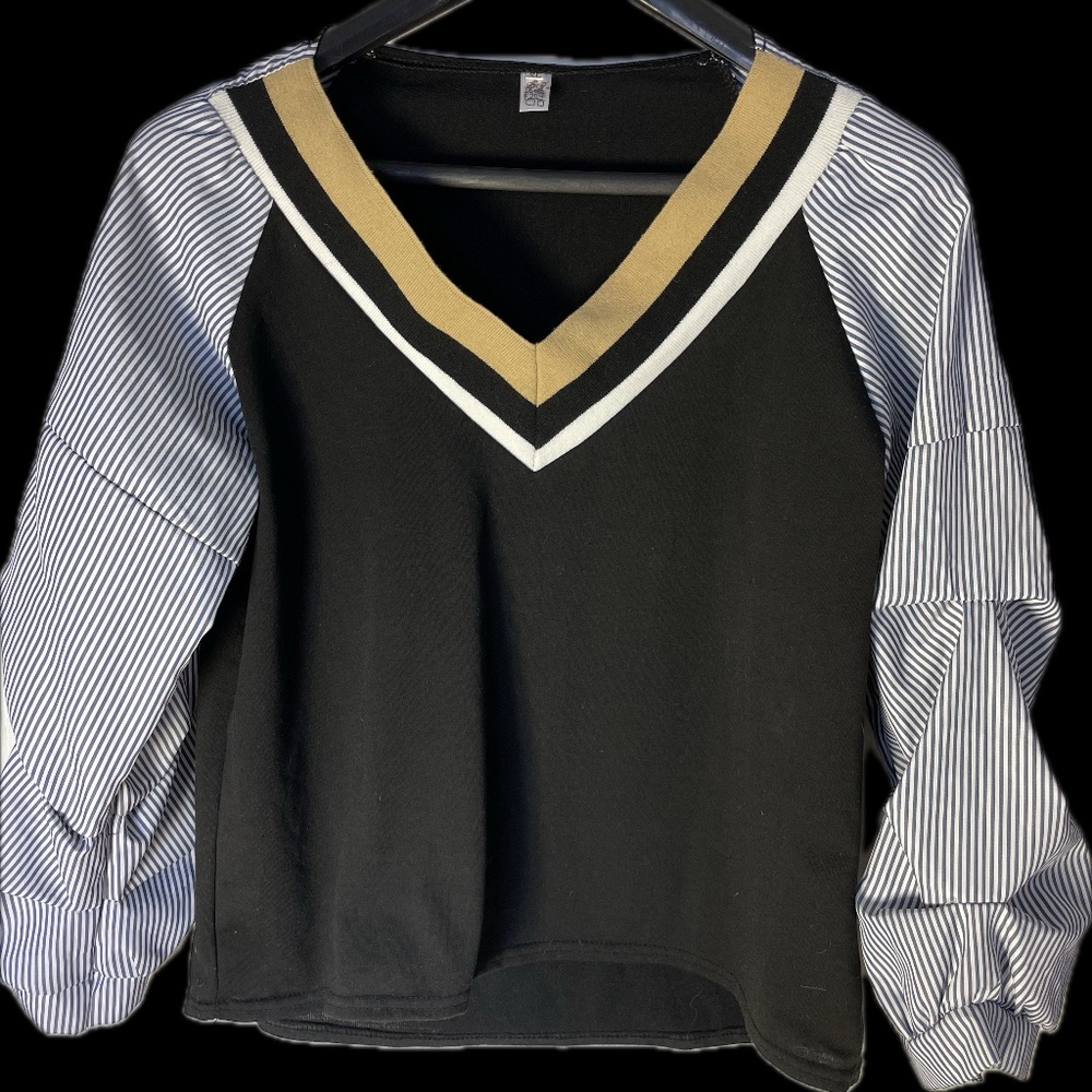 Size L Color Block Blouse